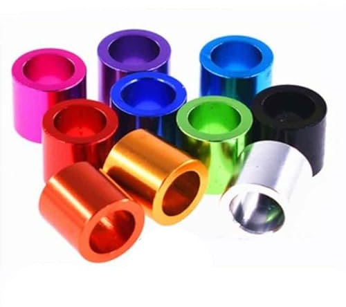 10 Stück Aluminiumbuchsendichtung M3 M4 M5 M6 bunte Aluminiumscheibe rund hohl kein Gewinde Abstandshalter A1-M3 10 Stück, Dicke 10 mm, Splitter