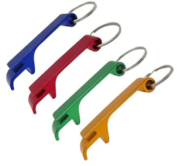 Gadgetime USA Beer Cap Opener 4 piece set, Bottle Cap Opener For Beer, Soda, Cans and Pop Tops, Ergonomic and Durable with Keyring (assorted)