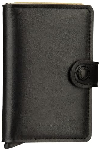 Secrid Miniwallet Kartenetui Black aus Leder für 4 Karten mit oder 6 Karten ohne Prägung, Maße: 10,2 x 6,5 x 2,1 cm, MMI-Black