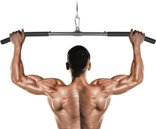 Lyndwin LAT Pulldown-stång, 120 cm avtagbar lat dra ner stång fäste med svängbar kabel maskintillbehör lat-dra ner stång för gym styrketräningsarmar, triceps, rygg, axlar