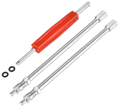 Aupoko 6Inch Valve Stem Extension, Dually Valve Stem Extenders Include Valve Core Removal Tool, 150mm Straight Metal Dual Wheel Valve Stem Extensions for Truck Tire, Dual Wheel Valve Stem Extensions