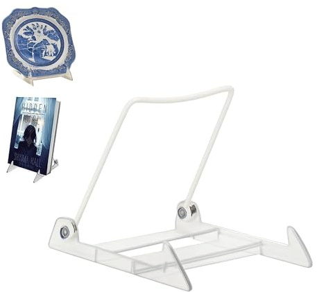KINGDOM SOLUTIONS MADE IN USA 2-Pack Adjustable Acrylic Easels - Plate Stand - Sturdy Book Stand for Art, Pictures, Plates, Frames - Unique on the Market