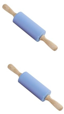 HEMOTON Jouets 2 Pièces Rouleaux De Pâte Bâtons Rouleau De Cuisson en Silicone Cuisson Au Silicone Rouleau à Pâtisserie à Biscuits Mini-Jouets en Bois Jouet Boisé pour Petit Pizza Enfant