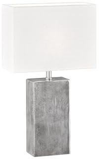 Fischer & Honsel Tischleuchte, Amiens | Nickelfarben Antik| Stoffschirm Weiß Leinen | L: 30 cm, B: 13 cm, H: 50 cm | Mit Schnurschalter| 1x E27 max. 40 Watt ohne Leuchtmittel | 50509