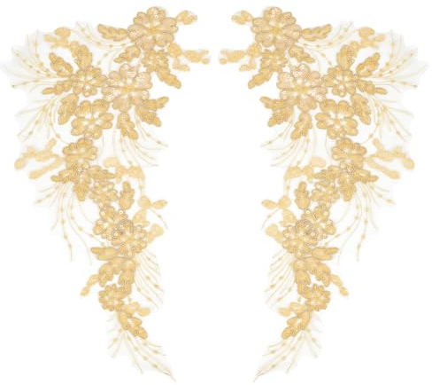 GORGECRAFT 3D-paljett spets applikation broderi sy på löv blommor krage trim lapp blommönster tyg hantverk dekoration lappar för sömnad bröllop gör-det-själv kläder klänning byxor jeans väska plagg