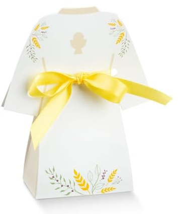 Ingrosso e Risparmio Bonbonnière pour communion, 12 pièces, boîte à dragées Tunique avec épis et calice marque-place pour enfant, cadeau pour fille, célébration, idées originales