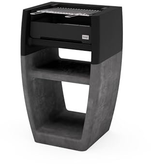 TUOZI - Einbaugrill für Holz und Holzkohle Modell EGO CORTA (Grau/Schwarz - 60 x 47 x 95 cm) REF: 8002 - Für den Außenbereich