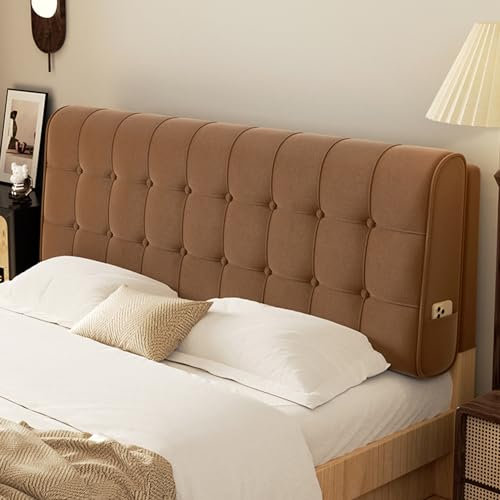 ZZYK Kopfteilkissen Vollgepolstertes Bett Rückenlehne Lesekissen Keil Lendenwirbelstützkissen Wandkissen Abnehmbarer Bezug Für Schlafsaal Tagesbett Bett,Braun,Straps 71/Cal King