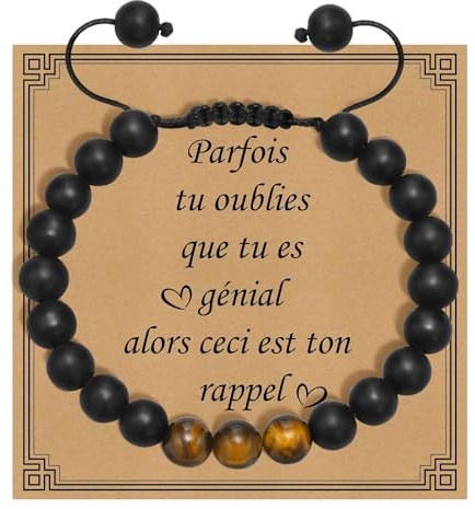 Gamtic Cadeau Homme Bracelet Pierres Naturelles - Bracelet Amitié Porte-bonheur Bijoux Homme Cadeau Anniversaire Saint-Valentin Noël Fête des Pères (Tous)