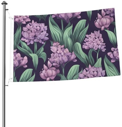 Flagge, doppelseitig, 60 x 90 cm, Hausflagge, Hyazinthe, violette Blumen, Gartenflaggen, Urlaubsbanner mit Messingösen, große Willkommensflaggen, dekorative Flaggen für den Außenbereich, Innenbereich,