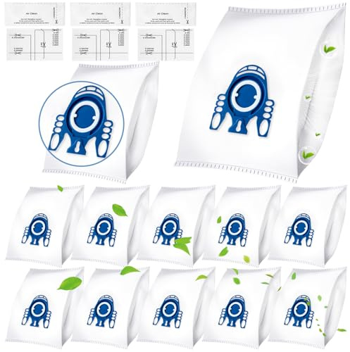 12 sacs d'aspirateur pour aspirateurs Miele GN 3D Classic C1 Complete C2 C3, S227, S240, S400i, S600, S800, S2000, S5000 et S8000 Series Sacs à poussière, sacs haute efficacité