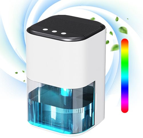Vehoukli Dehumidifier for Home, 2000ML Dehumidifiers for Bedroom Electric with 7 Colorful LED, Dehumidifier Ultra Quiet for Drying Clothes, Bathroom, Office, RV