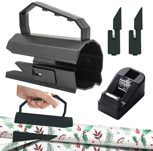 Wondora 4 Stück Geschenkpapier Schneider für Rollen Geschenkpapierschneider Wrapping Paper Cutter Mit Klingen und Bandabschneider, Verwendet für Weihnachten, Geburtstag Geschenkverpackung Papier (B)