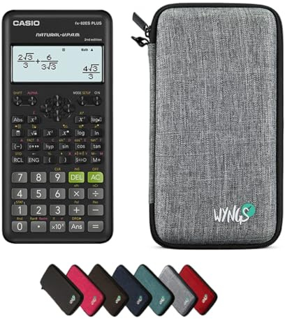Casio fx-82ES Plus 2nd Edition inkl. WYNGS Schutztasche Hellgrau - Wissenschaftlicher Taschenrechner - Basic Set