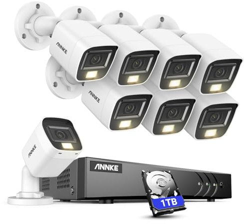 ANNKE 8CH 3K Security Camera System with Audio/Mic, 3K Lite Surveillance AI DVR and 8 x 3K 2960 * 1665 CCTV Camera with Dual Light, Human/Vehicle Detection, IP67, Color Night Vision, 1TB Hard Drive