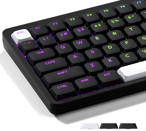 GMKWTL XVX Low Profile Black Keys, Bright Key Sets, Double Shot PBT Keyboard Keys Compatibility 60% 75% 80% 85% 100% MX Mechanical Switches - Keys Only