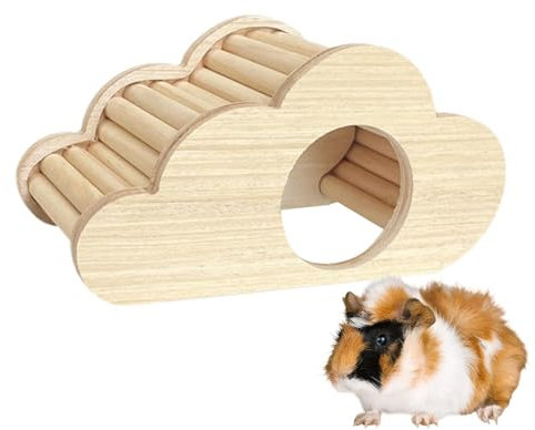 Haustiere Holzhaus - Hamsterhaus Holzlandschaftskäfig | Versteckhaus-Treppenspielzeug, Eichhörnchen-Zubehör, Heimtierbedarf, Kleintierheim-Spielplatz, 17 x 9,5 x 8,8 cm Kleintierheim-Spielplatz