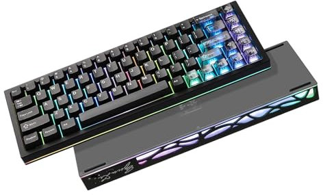 YUNZII AL65 Clavier Mécanique sans Fil, en Aluminium QMK/Via, RGB Bluetooth 60% avec rétroéclairage pour Jeu Mac/Windows (Black, Zero Linear)