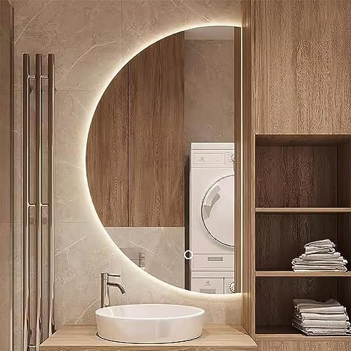 Moderno specchio da toeletta a mezzaluna intelligente a LED da 101,6 cm, con luce dimmerabile a 3 colori e interruttore touch, ideale per la decorazione della casa (taglio a sinistra, 40 x 80 cm)