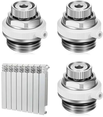 Valvola di sfiato automatica, spurgo automatico riscaldamento 1/2, termosifone per valvola di sfiato del radiatore in ottone, sfiato automatico (argento, 3 pezzi)