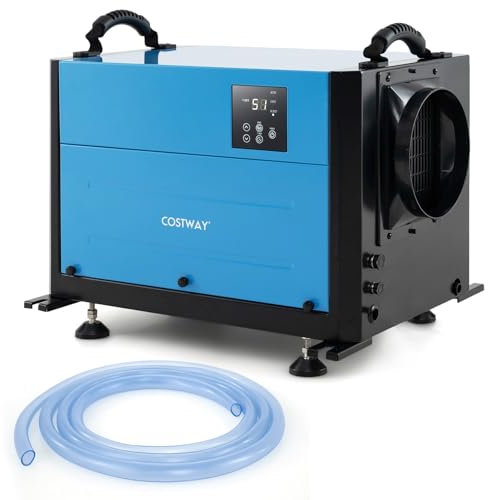 COSTWAY Deshumidificador Industrial de 58,5 L/Día, Deshumificadores de Humedad Silencioso con 3 Modos y Temporizador de 24H, Manguera de Drenaje y Descongelación Automática, Azul
