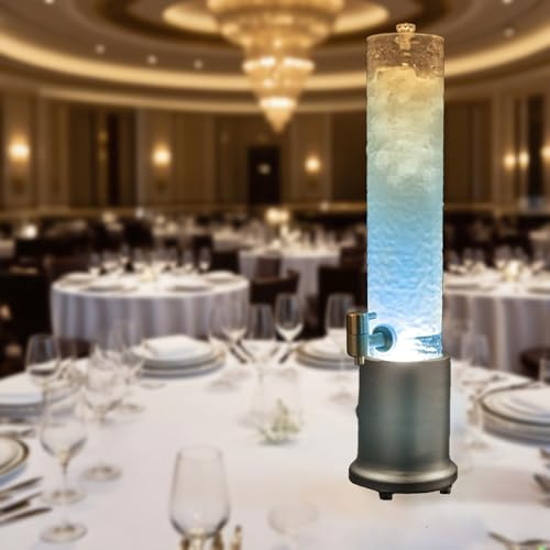 Dispensador de Cerveza Torre de Mimosa Iluminada con Base Plateada/ Dorada. Dispensador de Limonada para Restaurante, Hogar y Picnic. Dispensador de Líquido Portátil con Grifo de Fácil Flujo(Silver Ba