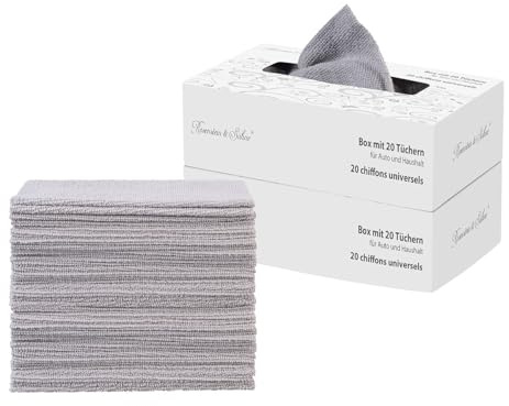 Rosenstein & Söhne Mikrofasertuch: 2er-Set Boxen mit je 20 Tüchern für Auto und Haushalt, 25 x 25 cm (Mikrofaser-Reinigungstücher, Mikrofaser-Reinigungstuch-Set, Küche)
