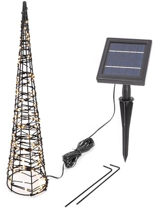 Esotec Weihnachtsdeko LED-Weihnachtspyramide H=50cm, massives Metallgestell mit Lichterkette, solarbetrieben, 200 LEDs warmweiß, Solarlampen für außen winterfest 103409