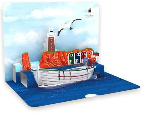 Pop-Up Helgoland – maritimes Küstenmotiv | Große Pop-Up-Karte (17,5 x 12,5) – Mit Umschlag – herausziehbares Einlegeblatt zum Beschreiben