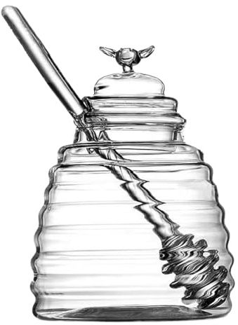 Genérico Vaso Di Miele Trasparente - Contenitore Di Per Miele Da 500 Ml, Vaso Di Conservazione Elegante, Trasparente Durevole | Bellissimo barattolo per la conservazione, miele, condimenti
