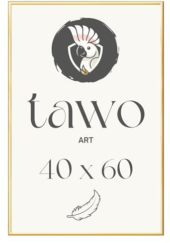 TAWO Bilderrahmen 40x60 Gold Fotowand Fotorahmen aus leichtem Kunststoff mit Glas Picture frame Poster