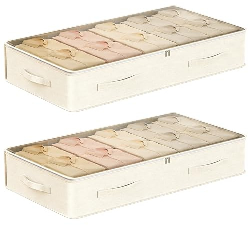 Under Bed Storage 2 Pack, Underbed Storage Boxes with Lids 54L for Clothes