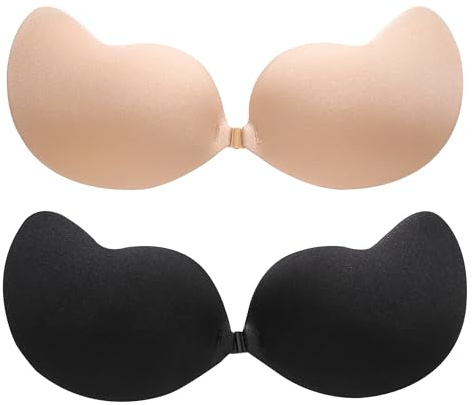 Stycizom Sujetador Adhesivo Invisible de Silicona Reutilizable, Push-Up, Sin Tirantes – 2 Pares para Vestidos de Fiesta, Bodas, Escotes y Ropa Sin Espalda
