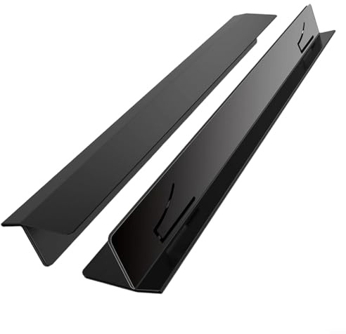 KiraKira Lot de 2 couvre-joints réglables pour cuisinière en acier inoxydable de 35 à 70 cm en forme de T entre la plaque de cuisson et le comptoir, noir
