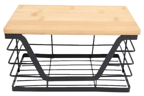 Chiyyak Soppåsehållare, Soppåsehållare, Kökspåseorganisatör med Robust Träöverdrag och Kolstål för Väggmontering i Kök, Tvättstuga (Stor: 26,8 x 15,5 x 17 cm / 10,55 6,10 6,69)