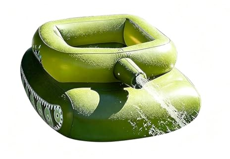 Luftmatratze Pool Tank-Typ mit Wasserspray, Aufblasbarer Panzerpool | Schwimmt Schwimmring, Ride-On Schwimmreifen Erwachsene Pool Spielzeug