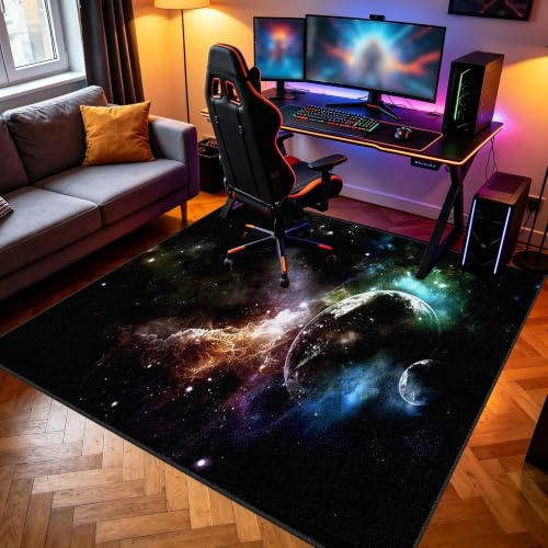 Gaming-matta för lekrum, 100 x 130 cm (39,37 x 51,18 tum) kort lugg, tvättbar halkfri matta för spelstol, kontor, lekområde, gamer halkfri dörrmatta dekoration, spelområdesmatta