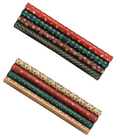8 Pièces Papier D’emballage de Noël Kraft, Motif Rétro | Usage Pliage et Emballage, pour Bouquet de Fleurs, Design Épais à Thème Festif, Style Classique Style Aléatoire