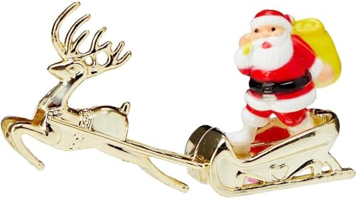 Anniversary House Santa & Gold Sleigh Cake Topper Picks – 72-Piece Plastic Non-Edible Decorative Baking Supplies for Christmas Cakes (F033, UK)