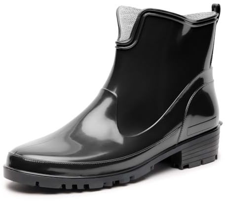 Ladeheid Stivaletti Donna in Gomma PVC Stivaletti Impermeabili da Donna Stivali Corti Eleganti in Gomma per la Pioggia per la Primavera e l'Autunno LA-930