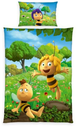 Herding BIENE MAJA Kleinkinder-Bettwäsche-Set, Wendemotiv, Bettbezug 100 x 135 cm, Kopfkissenbezug 40 x 60 cm, Baumwolle/Renforcé