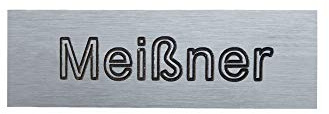 Klingelschild/Briefkastenschild Alu 90 x 30 mm : SOFORTGRAVUR + VORSCHAU : selbstklebend, eloxiertes Aluminium gebürstet in Edelstahl-look mit Gravur