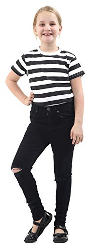 Denim Desire Pantalones vaqueros ajustados para niña, pantalones vaqueros elásticos rasgados, pantalones de moda (11/12 años, negro)