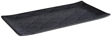 APS 84902 GN 1/3 plateau Dark Wave, 32,5 x 17,6 cm, hauteur 2 cm, mélamine, noir/décor ondulé