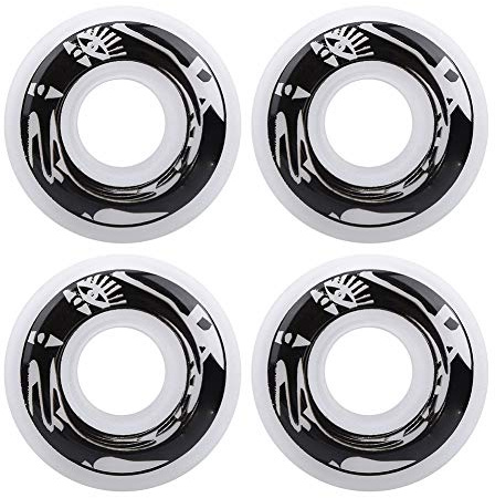 Keenso Ruote da Skateboard in PU, 75-85A, 4 Pezzi, Bianche con Motivo, per Scooter Elettrici, Adulti E Bambini, Elastiche E Durevoli
