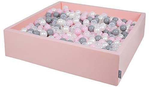 KiddyMoon Großes Bällebad Quadrat 120 x 120 x 30 cm mit 200 Bällen 7 cm Weiches und Sicheres Spielzeug Ballgrube Abnehmbarer Bezug Waschbar
