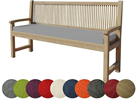 chilly pilley Bankkissen Bankauflage Polsterauflage Reißverschluss mit Schlaufen Kissen für Gartenbank Gartenbankauflage für Gartenmöbel Sitzkissen & Rückenkissen Outdoor (110 x 40 x 5 cm, Silber)