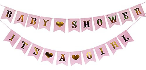AIBAOBAO Baby Shower Decorazioni Ragazze, Baby Shower Letter Banner, IT'S A GIRL Bunting Banner per Gender Reveal Decoration, Party Garland Photo Booth Props Decorazione Forniture (rosa)