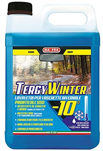 Ma-Fra, Tergy Winter -10 °C, Liquido Lavavetri per Vaschette Invernale, con Anticalcare e Antigelo, Rimuove Traffic Film, Garantisce la Scorrevolezza delle Spazzole, Formato 4500ml