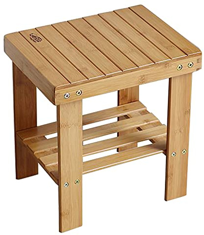 Holz Wasserfest Duschbank Badezimmer Hocker Bank for Senioren Erwachsene Badezimmerhocker Dusche Badhocker Bad Stuhl Rutschfest Duschsitz Badewanne Badehocker Spa Eintrittsbank, 31 × 23 × 33 cm